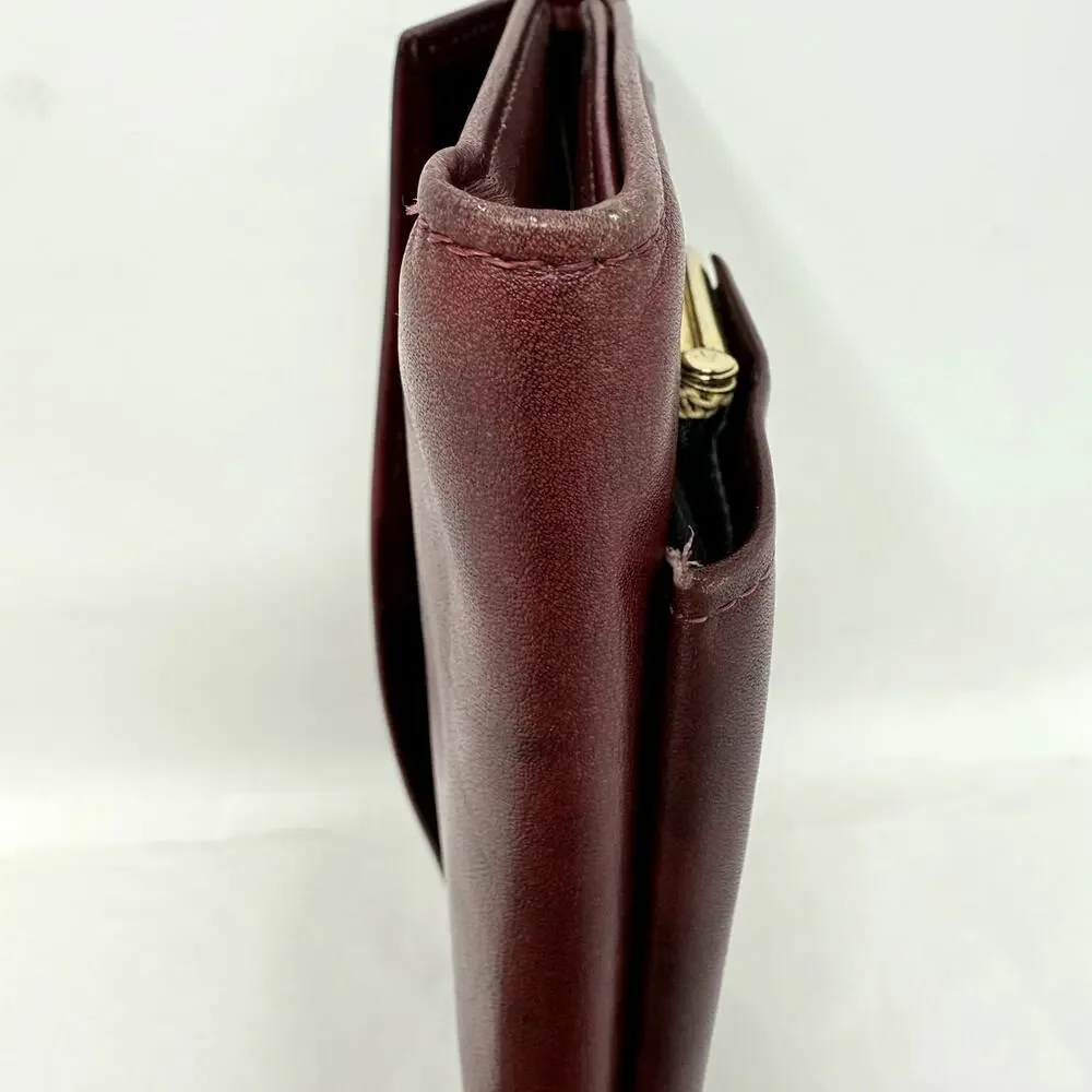 Vintage Rolfs Burgundy Leather Card Slot Wallet Coin purse Checkbook Clasp Lock